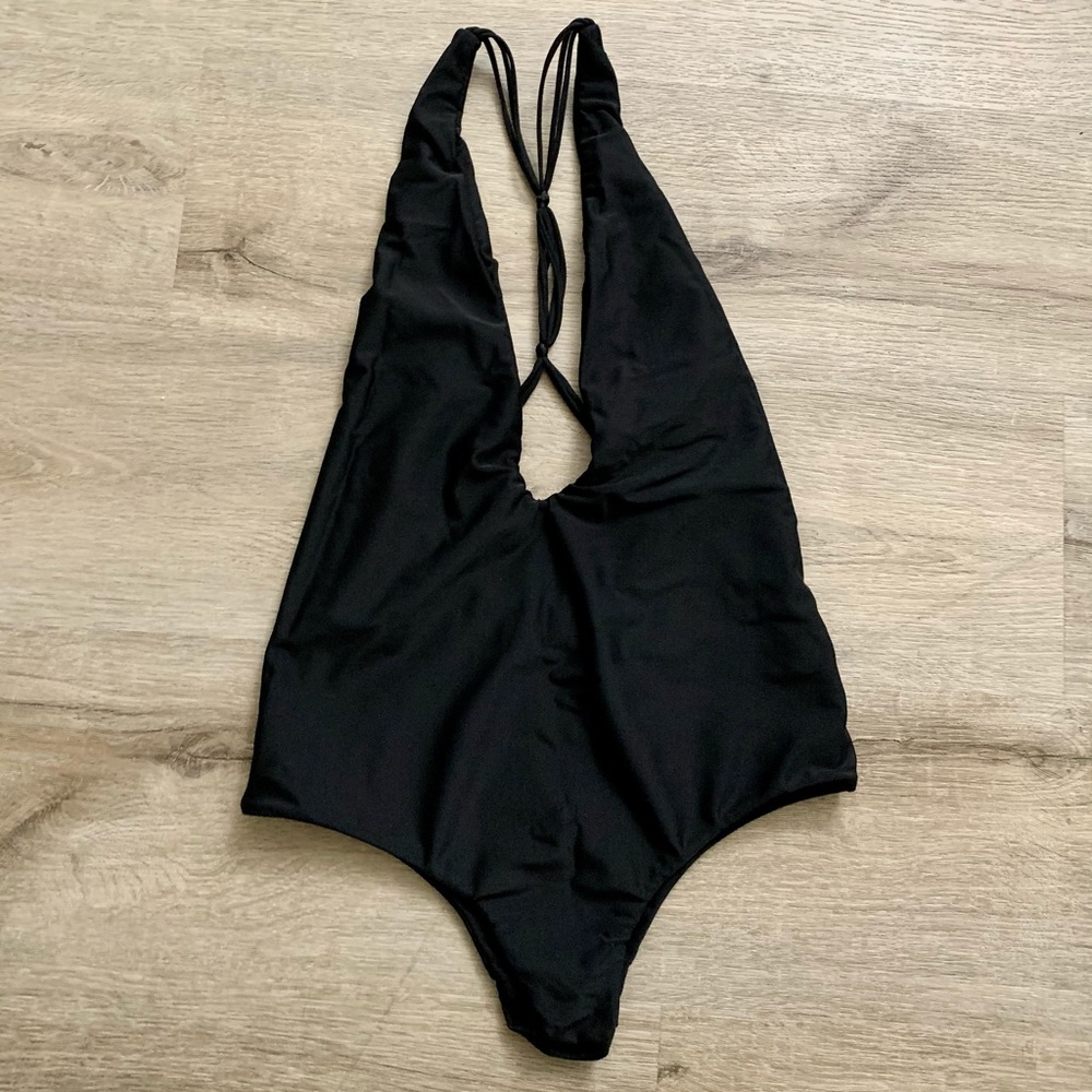 MIKOH black crisscross one piece bikini size M
